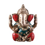 Pure Brass Lord Ganesha | 5" x 4" x 2.5" | 0.8 kg | Stone Inlay Work | Portable Sacred Art | Perfect Gift Size | Jaipurio